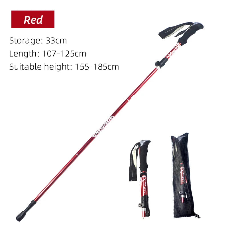 5-Section Folding Trekking Pole – Telescopic Hiking Stick for Camping, Nordic Walking, Travel